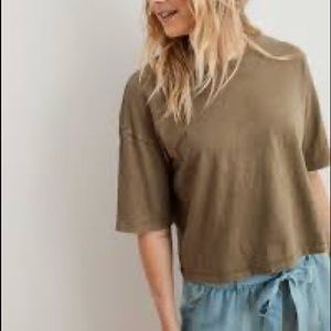 Aerie Boyfriend Distressed Cropped T-shirt